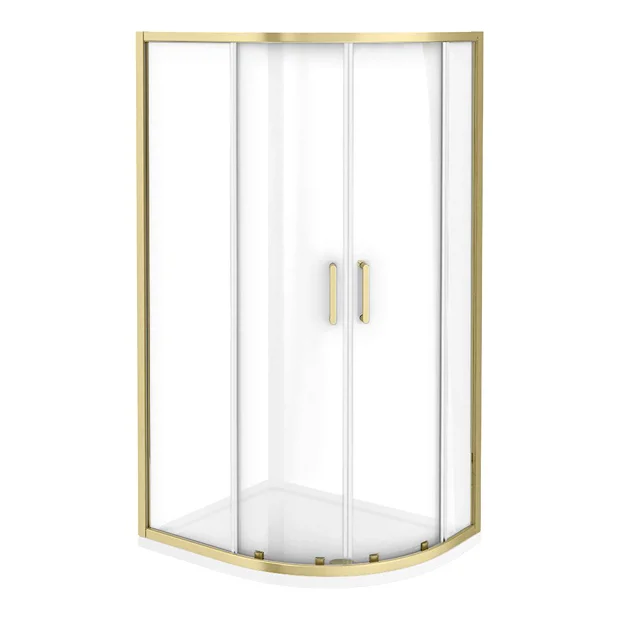 Toreno Brushed Brass 1000 X 800mm Offset Quadrant Shower Enclosure Without Tray - Image 3