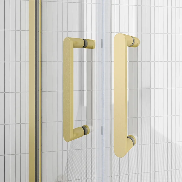 Toreno Brushed Brass 1000 X 800mm Offset Quadrant Shower Enclosure Without Tray
