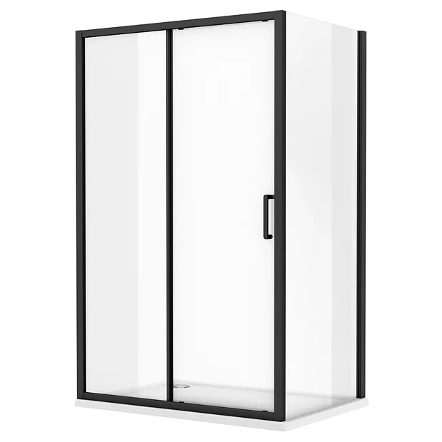 Toreno Matt Black 1000 X 900mm Sliding Door Shower Enclosure + Pearlstone Tray - Image 4