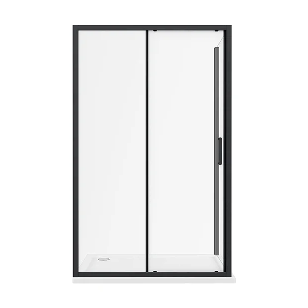 Toreno Matt Black 1000 X 900mm Sliding Door Shower Enclosure + Pearlstone Tray