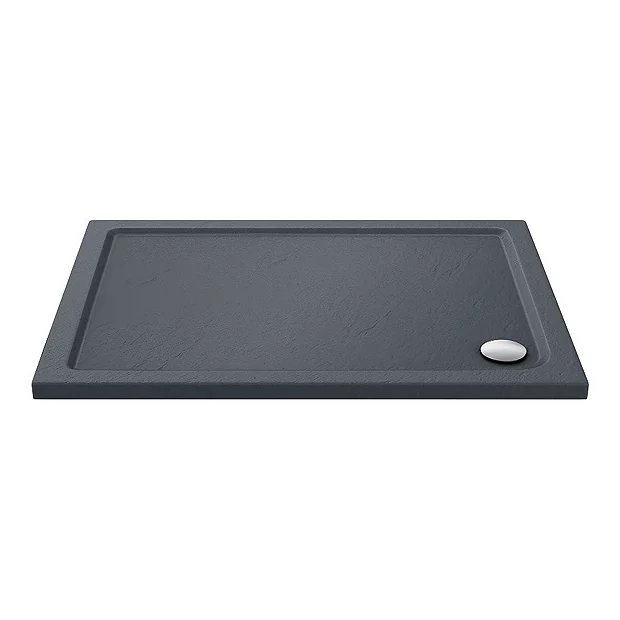 Toreno Matt Black 1200 X 900mm Sliding Door Shower Enclosure + Slate Effect Tray