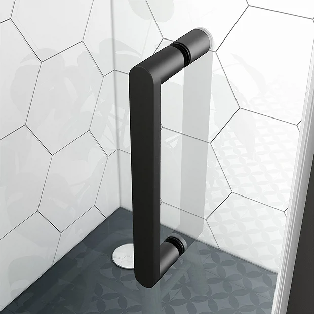 Toreno Matt Black 1200 X 900mm Sliding Door Shower Enclosure + Slate Effect Tray - Image 4