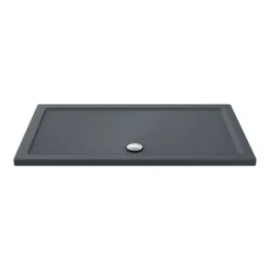 Toreno Matt Black 1400 X 800mm Double Sliding Door Shower Enclosure + Slate Effect Tray