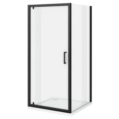 Toreno Matt Black 760 X 760mm Pivot Door Shower Enclosure Without Tray