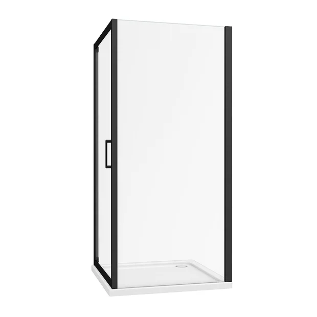 Toreno Matt Black 900 X 900mm Pivot Door Shower Enclosure + Pearlstone Tray - Image 6