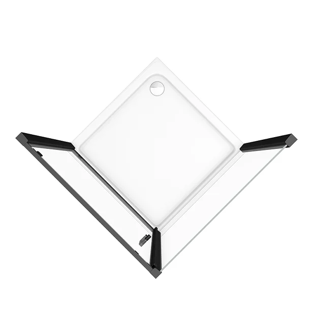 Toreno Matt Black 900 X 900mm Pivot Door Shower Enclosure + Pearlstone Tray