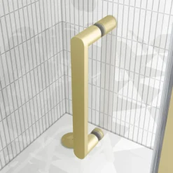 Toreno Brushed Brass 800 X 800mm Bi-Fold Door Shower Enclosure Without Tray