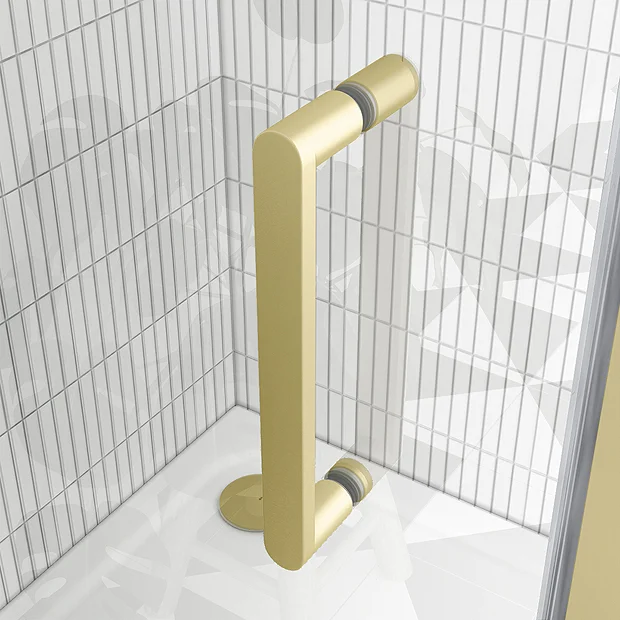Toreno Brushed Brass 1400 X 900mm Sliding Door Shower Enclosure Without Tray