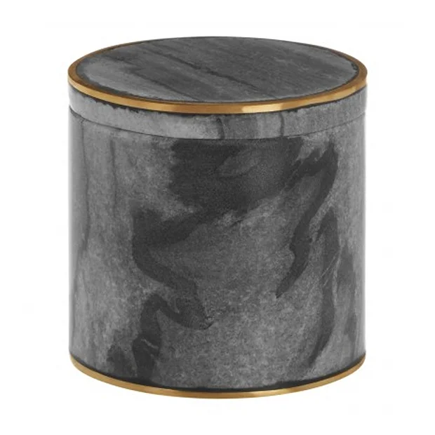 Toreno Grey Marble Brass Effect Storage Pot - Image 2