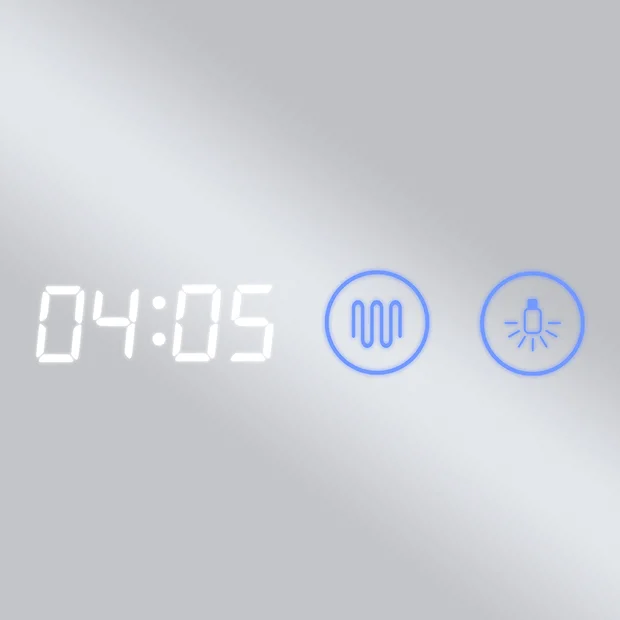 Toreno 700x500mm LED Illuminated Mirror Inc. Anti-Fog, Digital Clock & Touch Sensor - Image 3