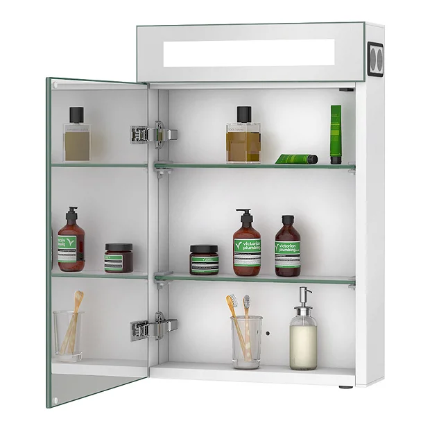 Toreno 400x600mm LED Illuminated Mirror Cabinet Inc. Bluetooth, Infrared Sensor & Shaving Port - Image 4