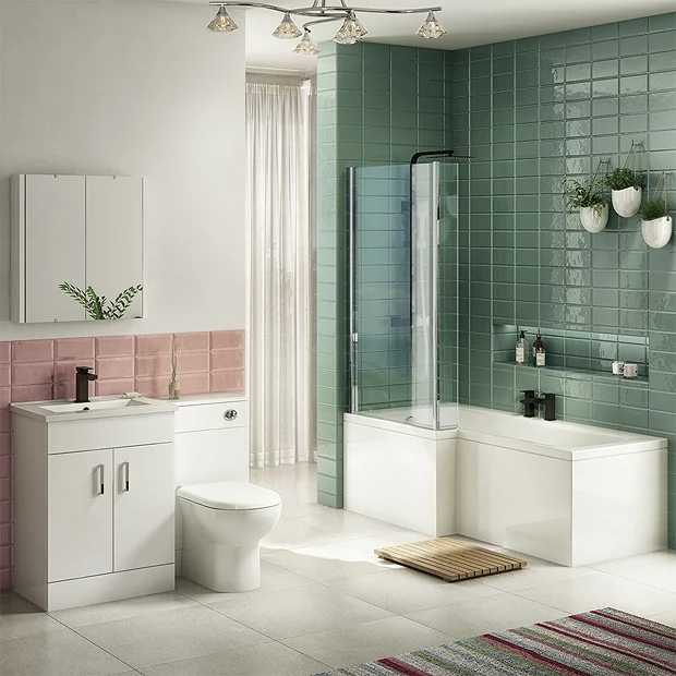 Toreno Vanity Unit Bathroom Suite (inc. Square Shower Bath + Screen) - Image 2
