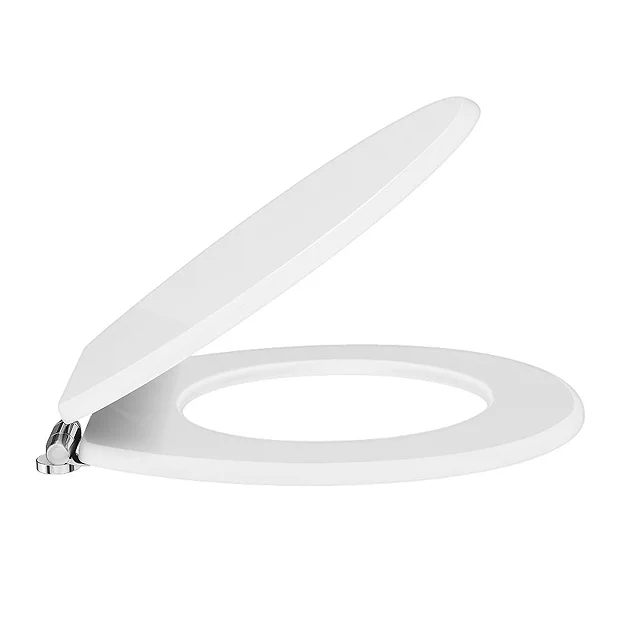 Toreno High Gloss White MDF Bottom Fixing Soft Close Toilet Seat With Chrome Hinges - Image 3