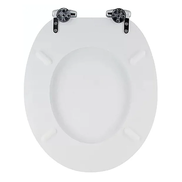 Toreno High Gloss White MDF Bottom Fixing Soft Close Toilet Seat With Chrome Hinges - Image 4
