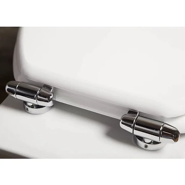 Toreno High Gloss White MDF Bottom Fixing Soft Close Toilet Seat With Chrome Hinges
