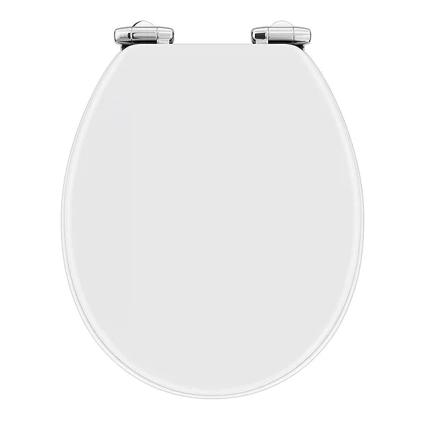 Toreno High Gloss White MDF Bottom Fixing Soft Close Toilet Seat With Chrome Hinges - Image 2