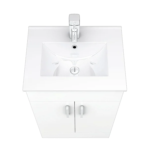 Toreno Small Vanity Sink With Cabinet - 500mm Modern High Gloss White - Image 6
