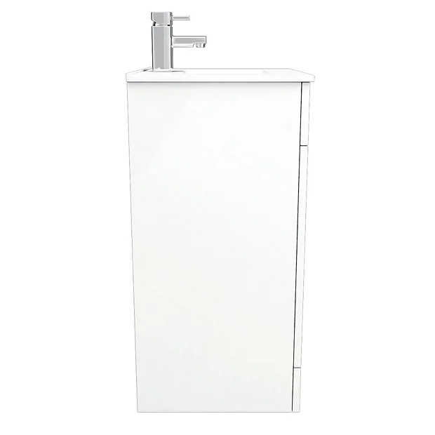 Toreno Small Vanity Sink With Cabinet - 500mm Modern High Gloss White