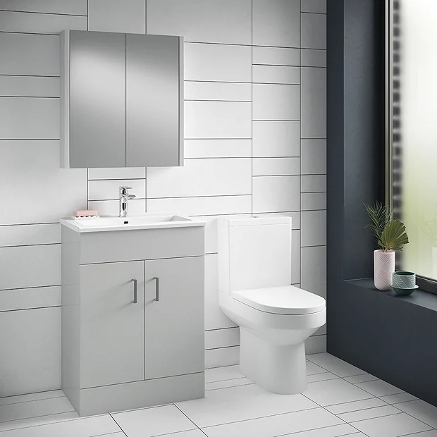 Toreno Light Grey 600mm Modern Vanity Unit
