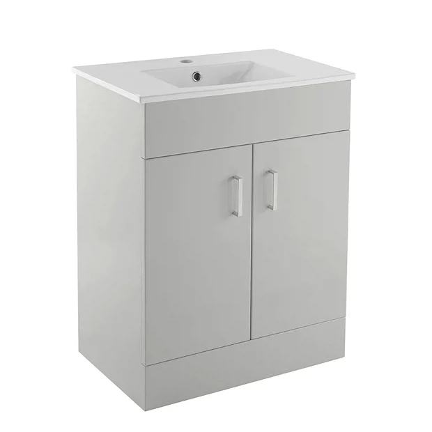Toreno Light Grey 600mm Modern Vanity Unit - Image 2