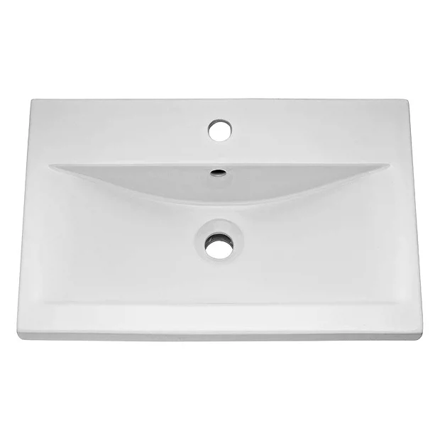 Toreno Basin Unit - 500mm Modern High Gloss White With Mid Edged Basin - Image 4