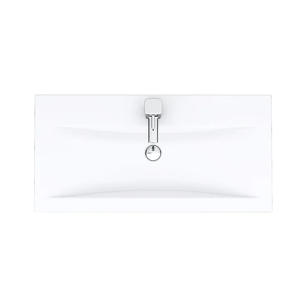 Toreno Basin Unit - 800mm Modern High Gloss White With Mid Edged Basin
