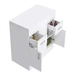 Toreno Floor Standing Countertop Vanity Unit - Gloss White - 805mm With Chrome Handles