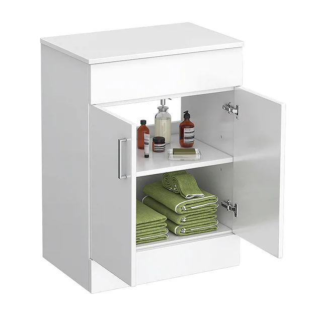 Toreno Countertop Vanity Unit - Gloss White With Chrome Handles - 605mm Inc. Basin - Image 3
