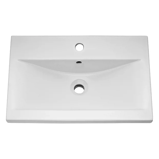 Toreno Basin Unit - 600mm Modern High Gloss White With Mid Edged Basin - Image 3