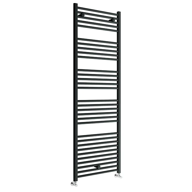 Toreno Black W600 X H1800mm Heated Towel Rail - Straight