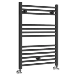 Toreno Black W600 X H800mm Heated Towel Rail - Straight