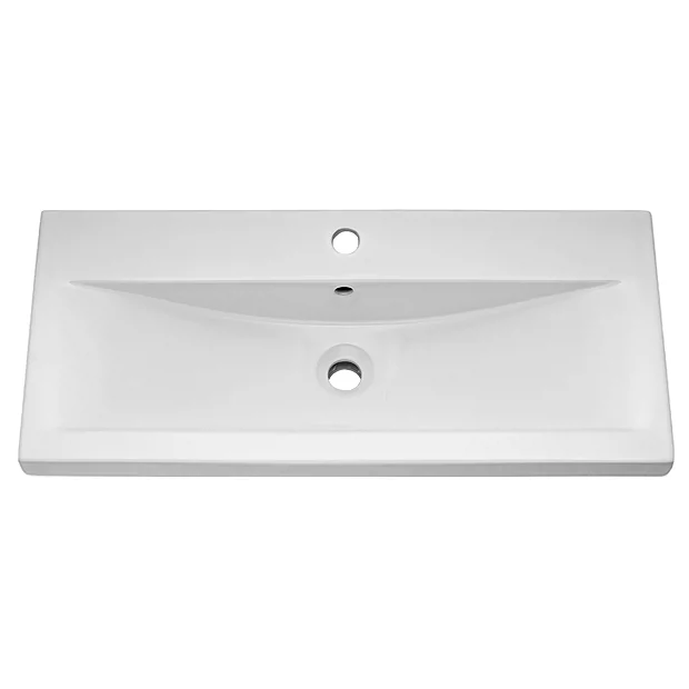 Toreno Basin Unit - 800mm Modern High Gloss White With Mid Edged Basin - Image 3