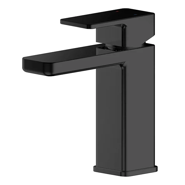 Toreno Square Black Mono Basin Mixer With Push Button Waste - Image 2